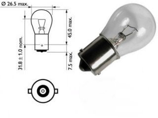 #1680, 1680, 1129, 1619, 1680, Miniature Bulb Ba15s Base, 6V Volt, 4.1 Amp, 24.6 Watt,S8, SC Bayonet Base, 300 Hour 