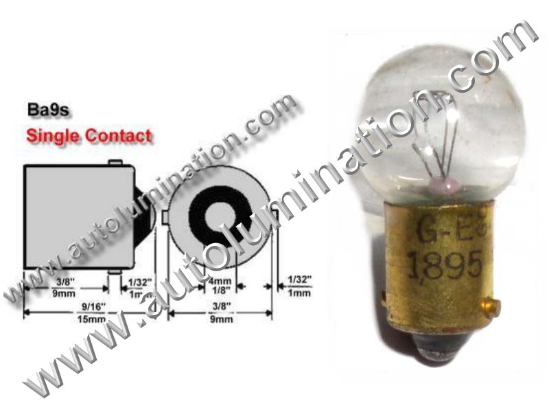 #1895, Miniature Bulb Ba9s Base, 14 Volt, .27 Amp, 3.78 Watt, G4-1/2 Miniature Bayonet, Ba9S Base, 2.0 MSCP, C-2F Filament Design, 2,000 Average Rated Hours, 1.06