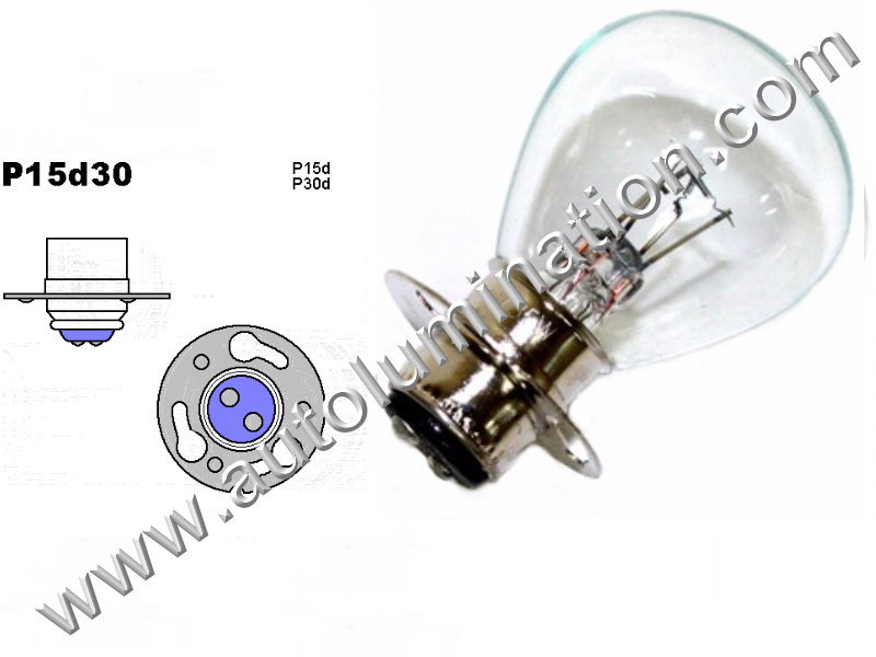 #2336, 1074, 1096, 1468, 2220, 2221, 2320, 2330, 2331 , Miniature Bulb P15d30 Base, 12 Volt, 3 Amp, RP-11, DC Bayonet Base, 500 Hour, 45/45W, 6245Y, A5679