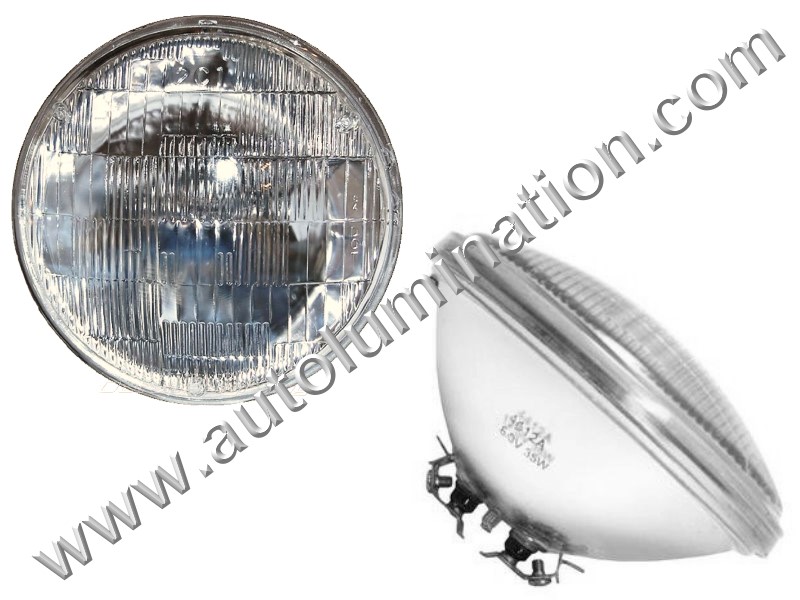 Sealed Beam, PAR 46, 4012. 4012PR. H4012, Headlight, Head Light Bulb, Glass Halogen, 6 Volt, 5-3/4 Inch Round, 5.75