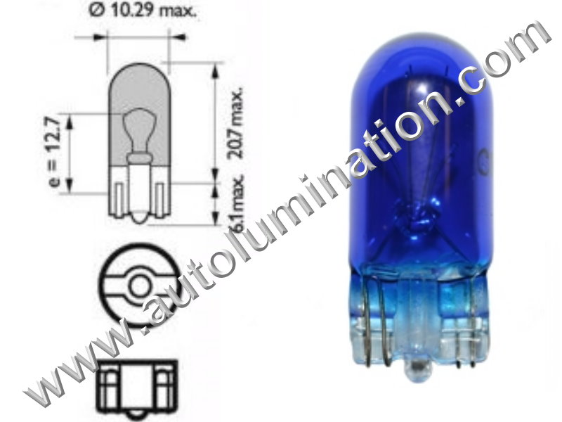 #555, 555,147, 259, 285, 447, T10, T3-1/4, Miniature Bulb Glass Wedge Base, 6.3 Volt, .25 Amp, 1.575 Watt, T3-1/4, Glass Wedge Base, Miniature Bulb, 0.9 MSCP, C-2R Filament Design, 3,000 Average Rated Hours, 1.06