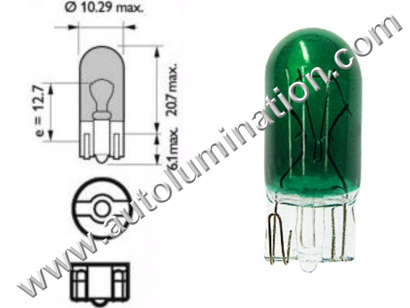 #555, 555,147, 259, 285, 447, T10, T3-1/4, Miniature Bulb Glass Wedge Base, 6.3 Volt, .25 Amp, 1.575 Watt, T3-1/4, Glass Wedge Base, Miniature Bulb, 0.9 MSCP, C-2R Filament Design, 3,000 Average Rated Hours, 1.06