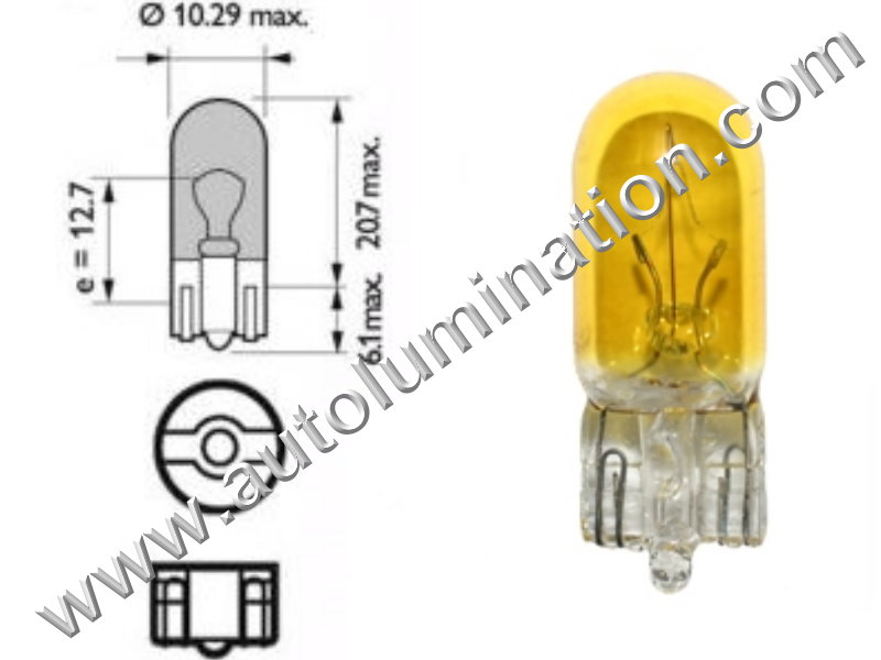 #555, 555,147, 259, 285, 447, T10, T3-1/4, Miniature Bulb Glass Wedge Base, 6.3 Volt, .25 Amp, 1.575 Watt, T3-1/4, Glass Wedge Base, Miniature Bulb, 0.9 MSCP, C-2R Filament Design, 3,000 Average Rated Hours, 1.06