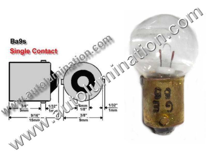 #55, Miniature Bulb Ba9s Base, 7.0 Volt,.41 Amp, 2.87 Watt, G4-1/2, Miniature Bayonet, Ba9S Base, 2.0 MSCP, C-2R Filament Design, 500 Average Rated Hours, 1.06