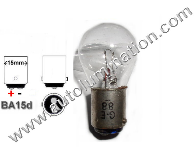 #88 Miniature Bulb Ba15d Base,  6.8 Volt, 1.91 Amp, 12.988 Watt, S8, Double Contact Base, 300 Hour 
